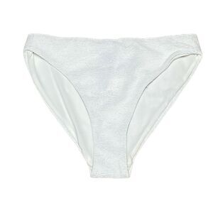 Skin Organics Size XS Bikini Bottoms White Textured Hi Cut Style Swimwear NWT